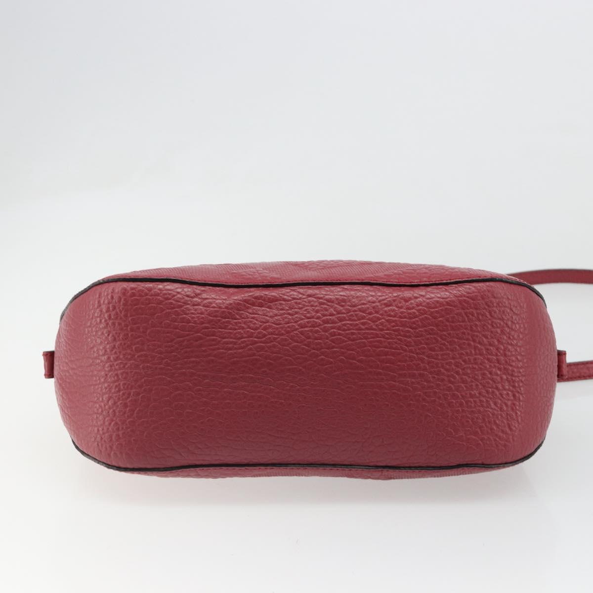 BURBERRY Hand Bag Leather 2way Red Gold Auth hk3813