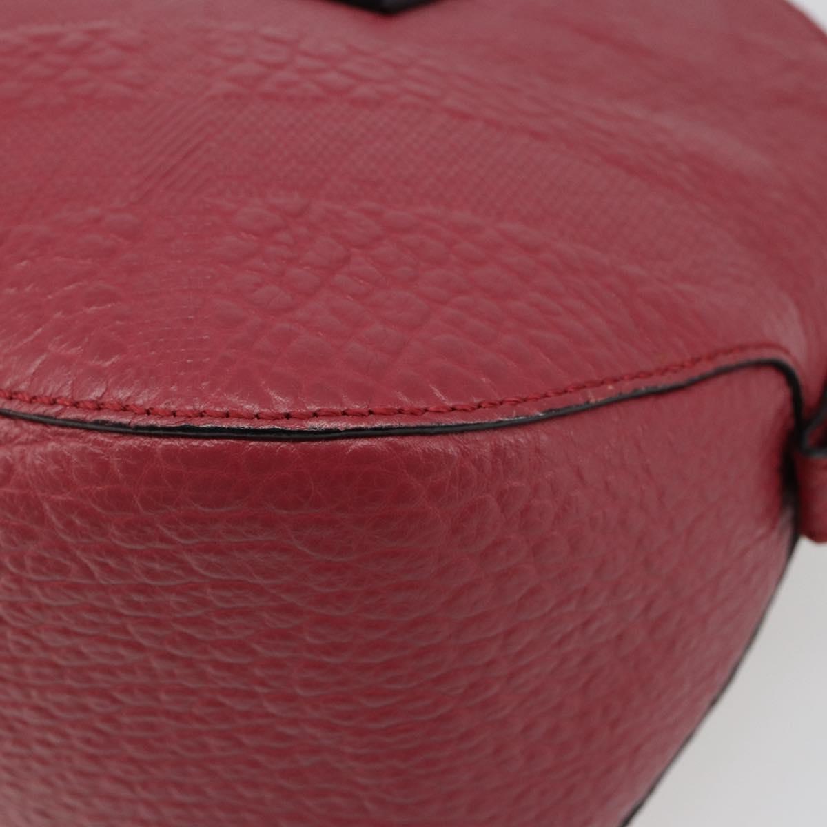 BURBERRY Hand Bag Leather 2way Red Gold Auth hk3813