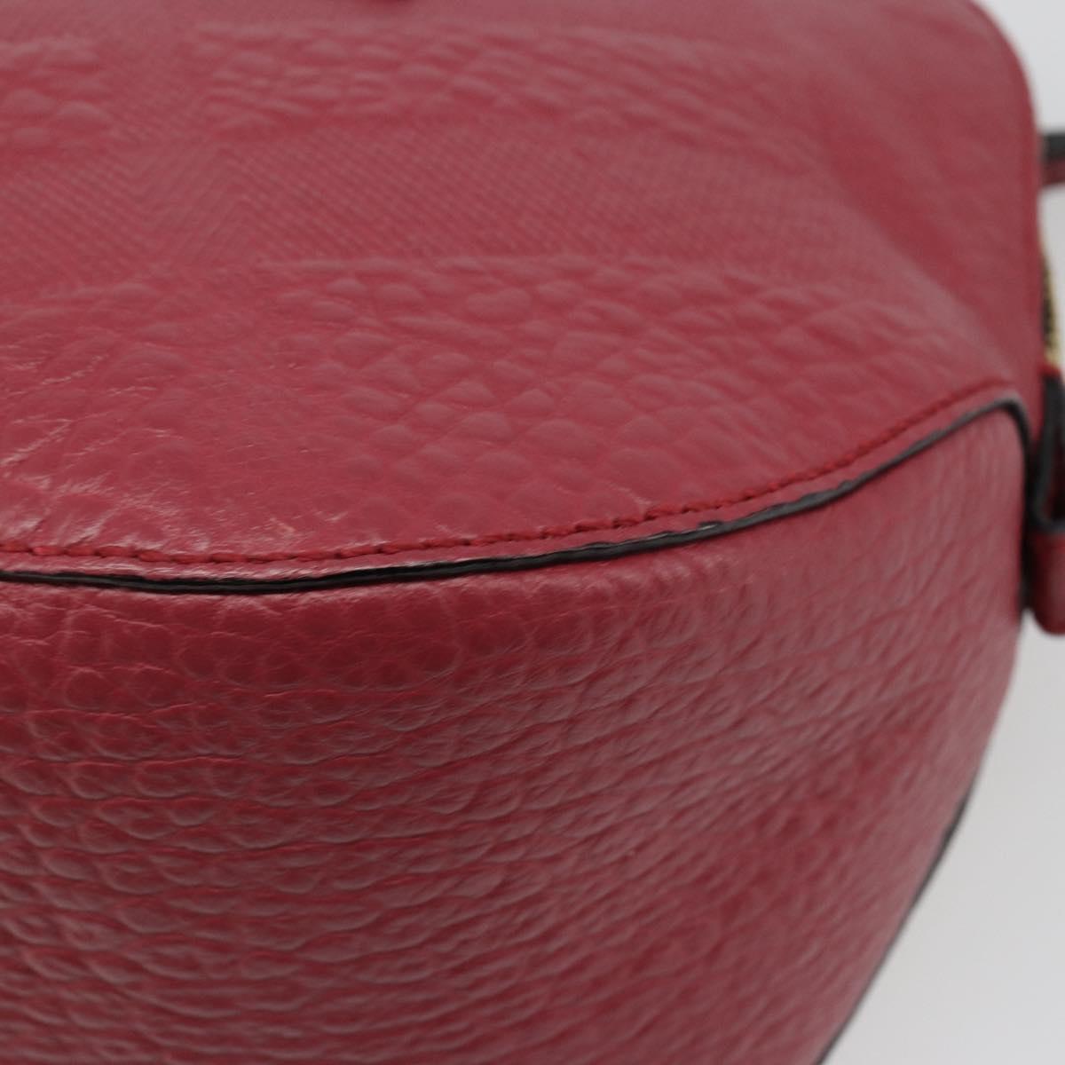 BURBERRY Hand Bag Leather 2way Red Gold Auth hk3813