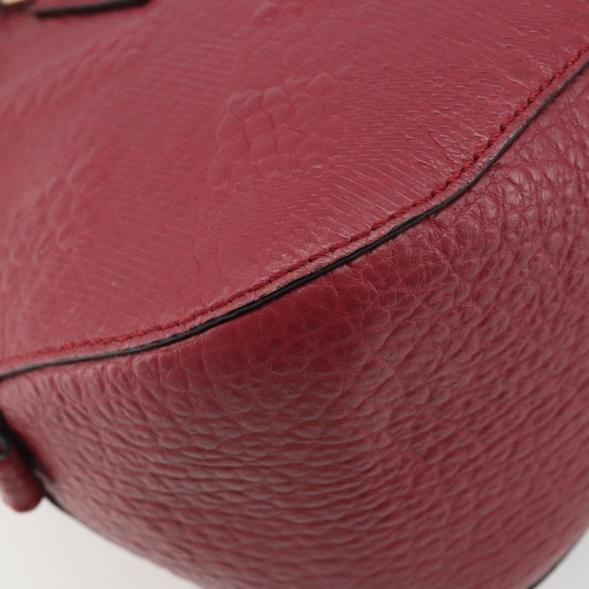BURBERRY Hand Bag Leather 2way Red Gold Auth hk3813