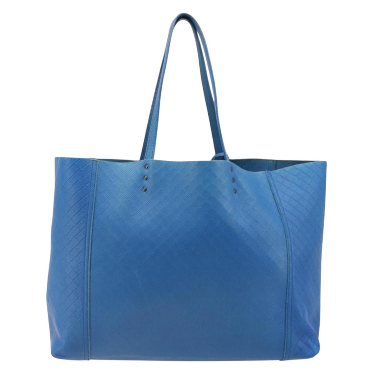 BOTTEGA VENETA Intretti Tote Bag Leather Blue Auth hk3815