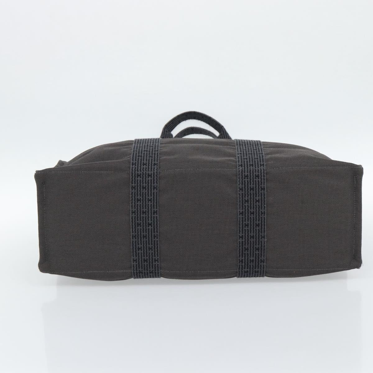HERMES Her Line GM Hand Bag Canvas Gray Silver Auth hk3816
