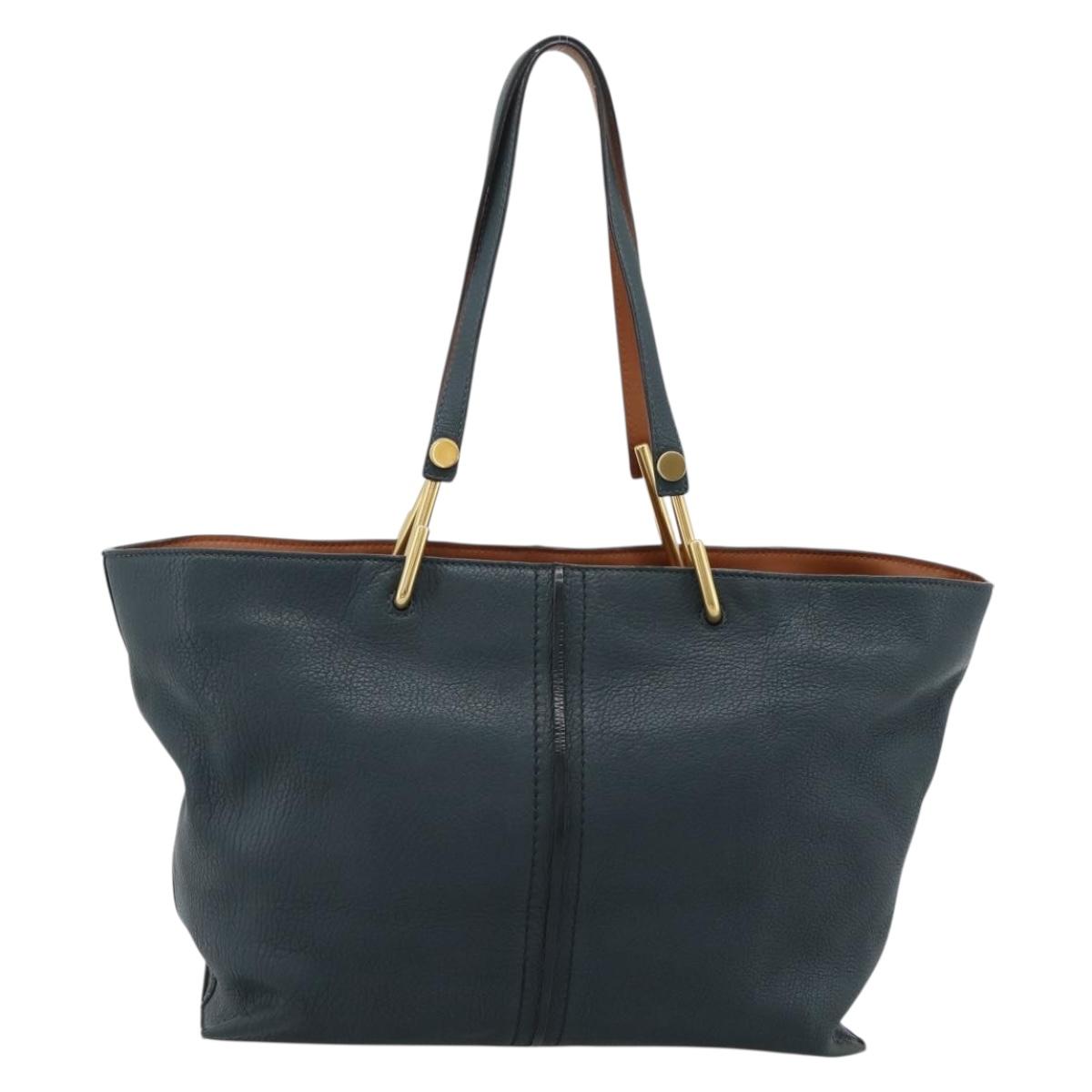 Chloe Tote Bag Leather Black Gold Auth hk3817A
