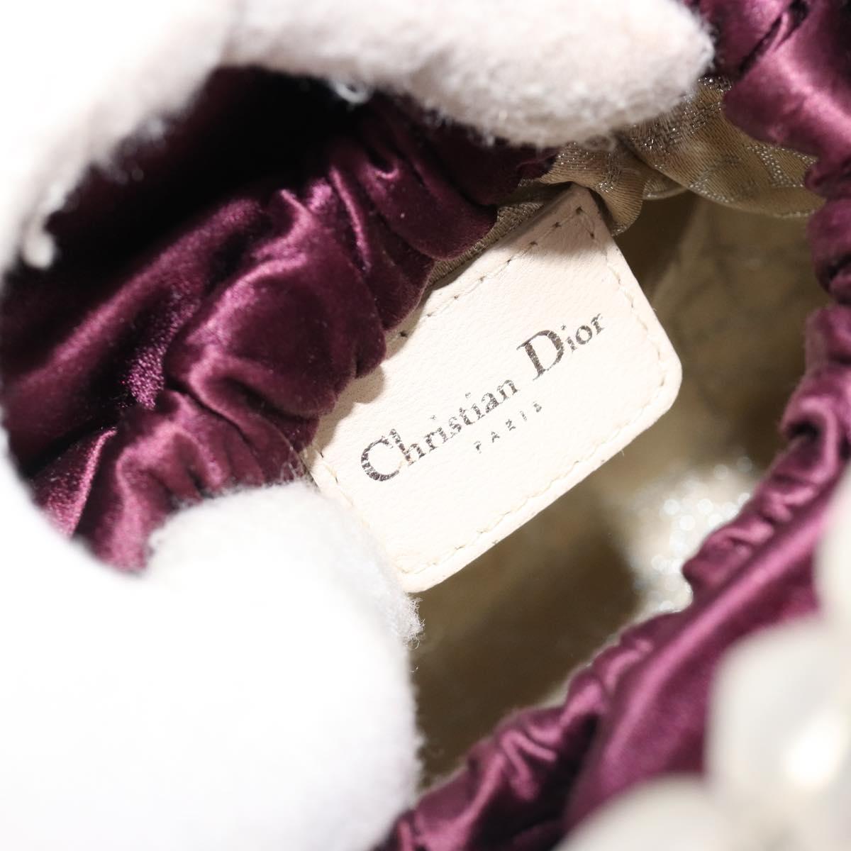 Christian Dior Maris Pearl Hand Bag Satin Purple Silver Auth hk3818