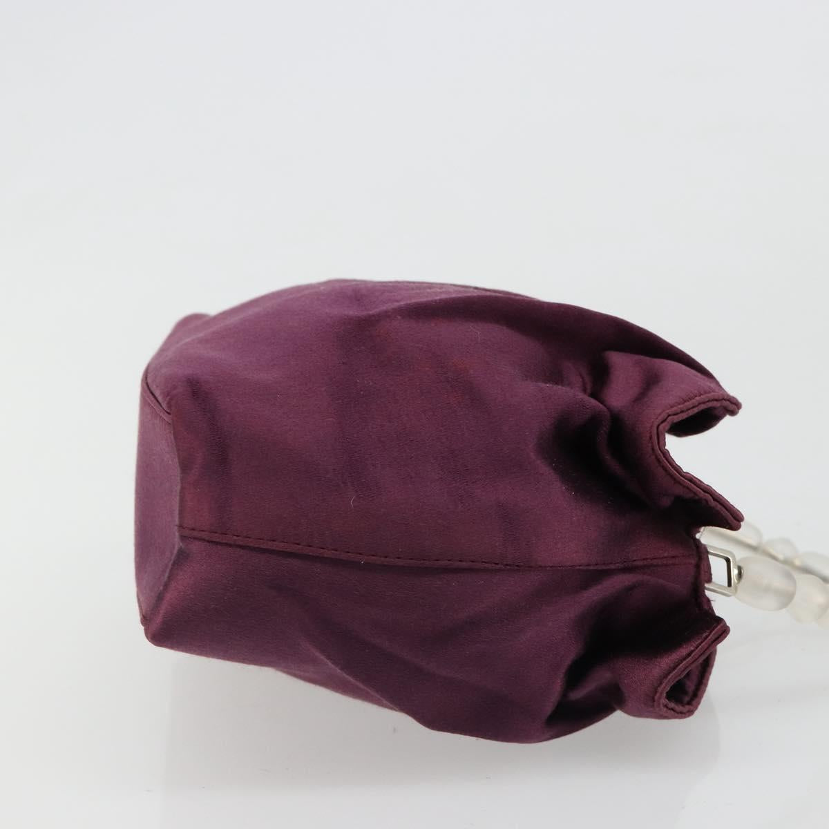 Christian Dior Maris Pearl Hand Bag Satin Purple Silver Auth hk3818