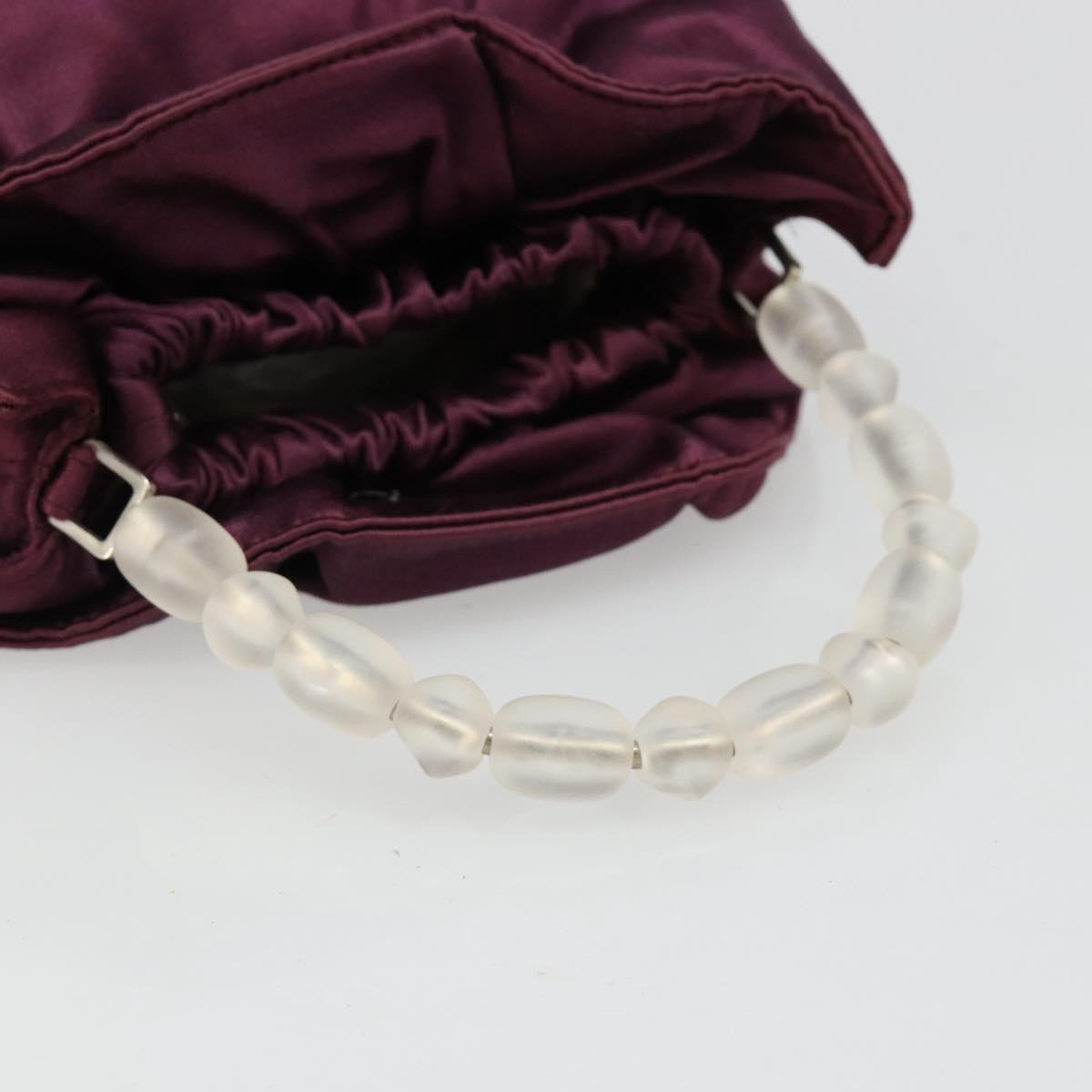 Christian Dior Maris Pearl Hand Bag Satin Purple Silver Auth hk3818