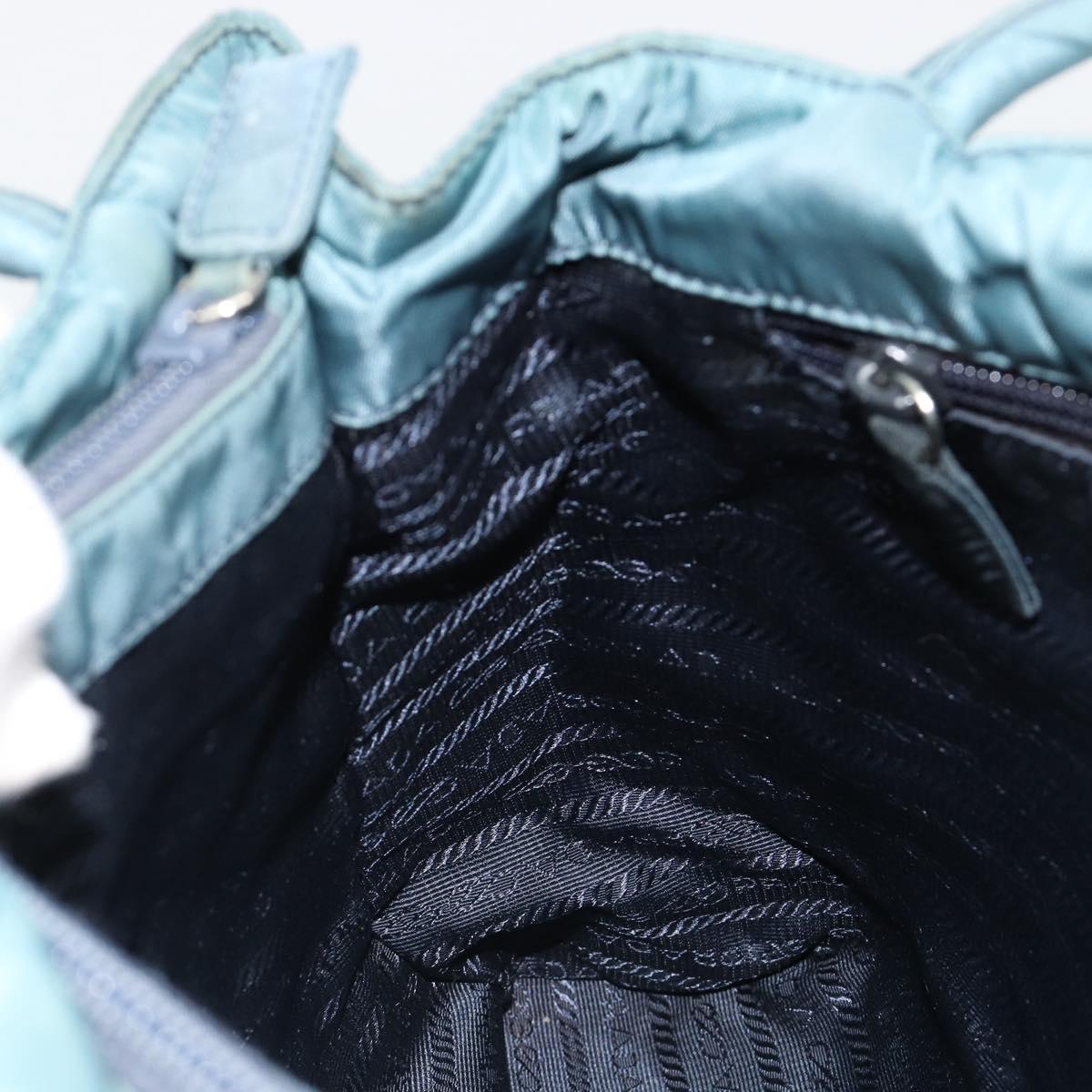 PRADA Tote Bag Nylon Light Blue Silver Auth hk3822