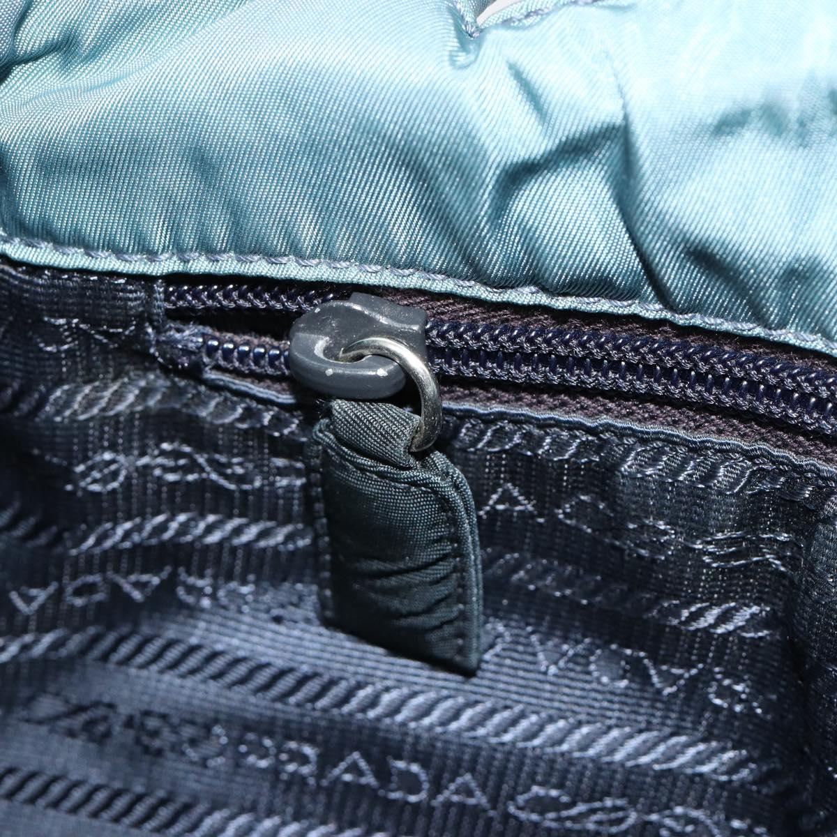PRADA Tote Bag Nylon Light Blue Silver Auth hk3822