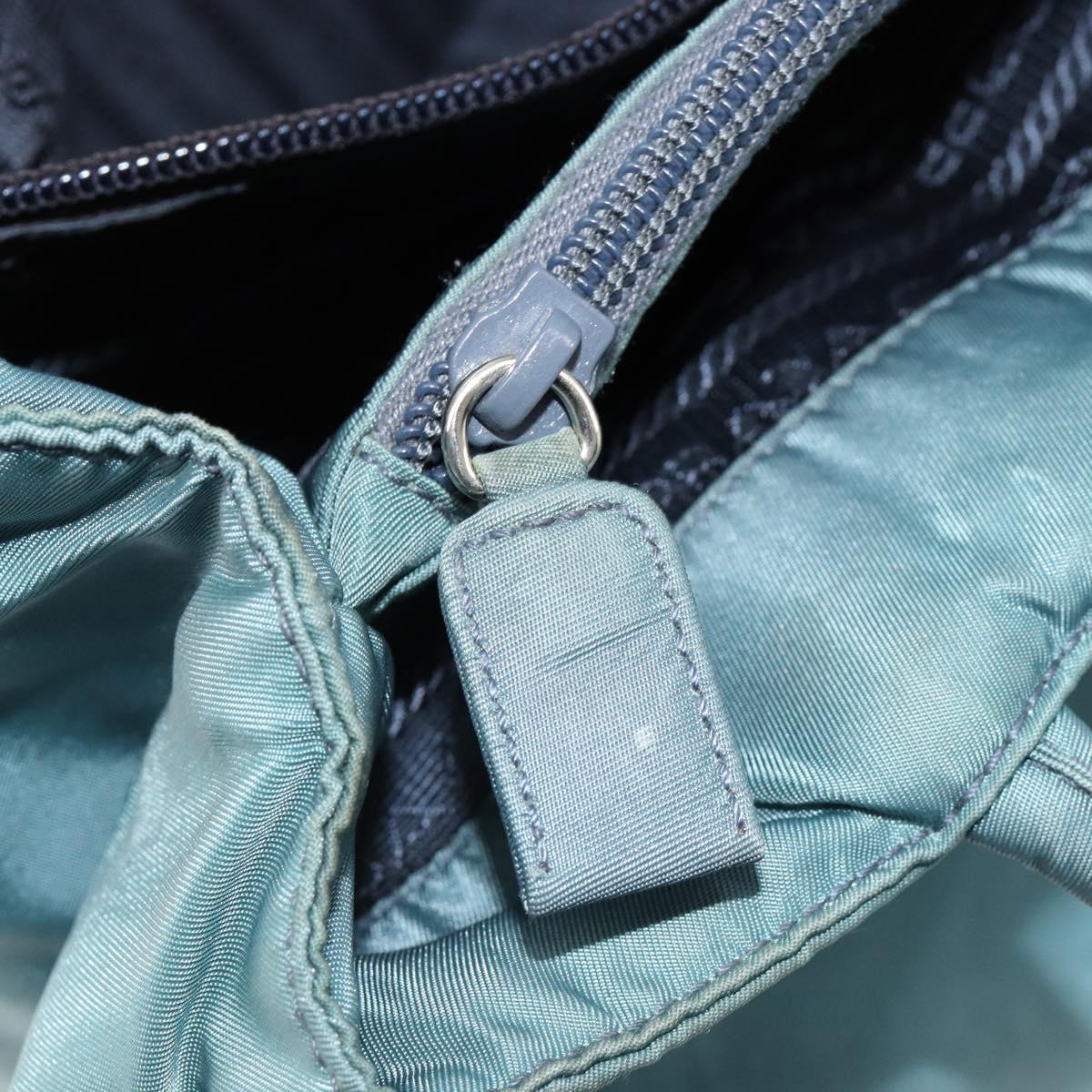 PRADA Tote Bag Nylon Light Blue Silver Auth hk3822