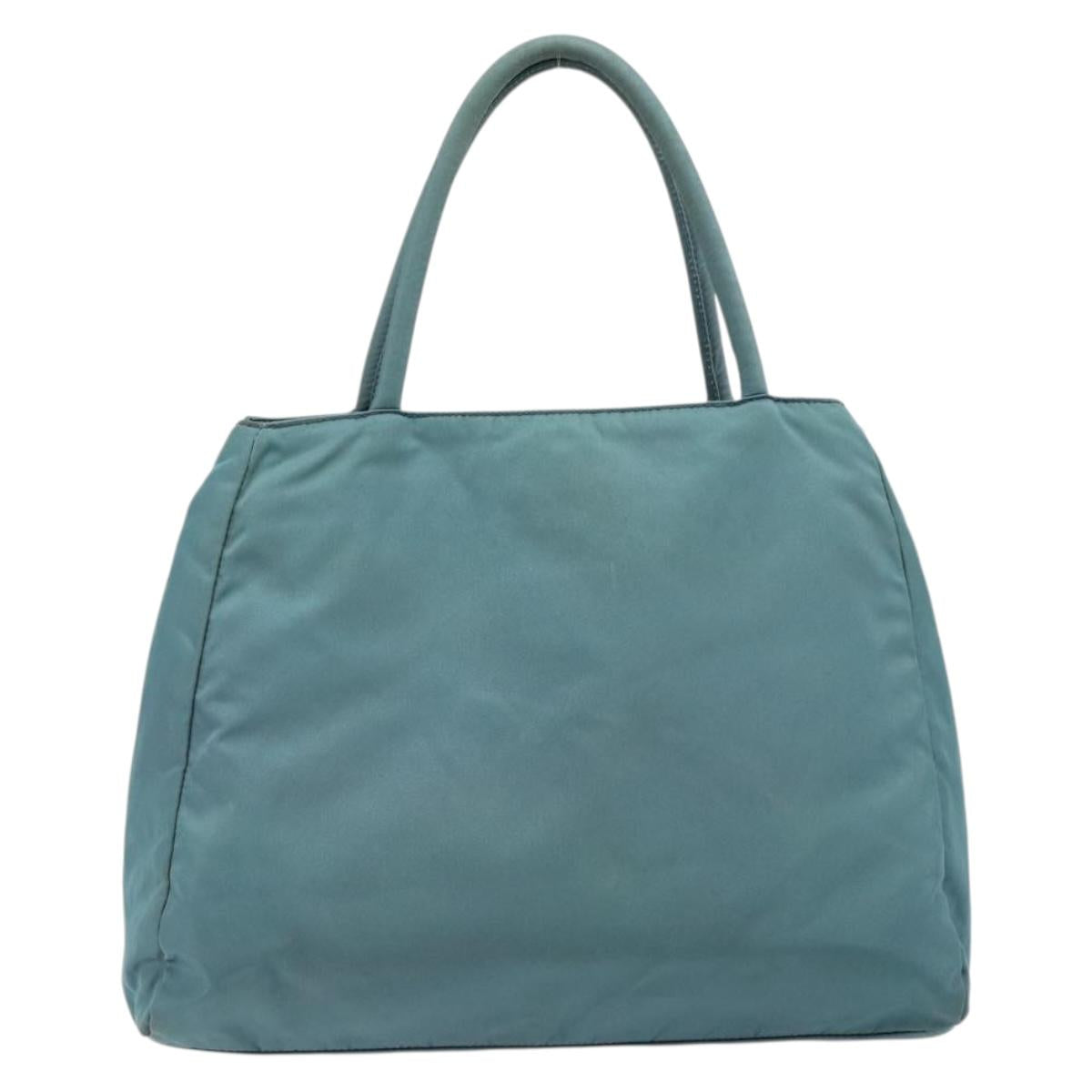 PRADA Tote Bag Nylon Light Blue Silver Auth hk3822