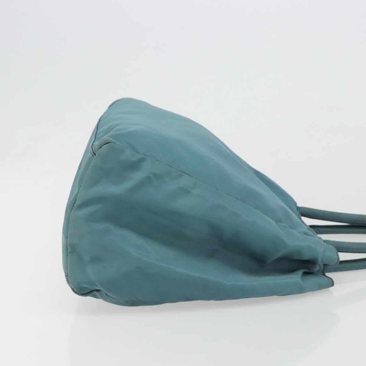 PRADA Tote Bag Nylon Light Blue Silver Auth hk3822