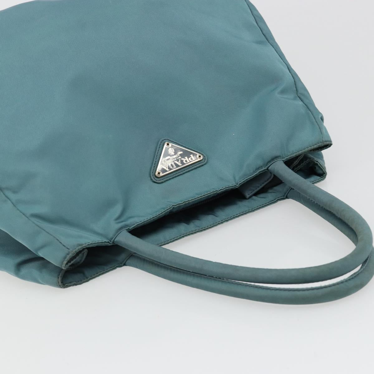 PRADA Tote Bag Nylon Light Blue Silver Auth hk3822