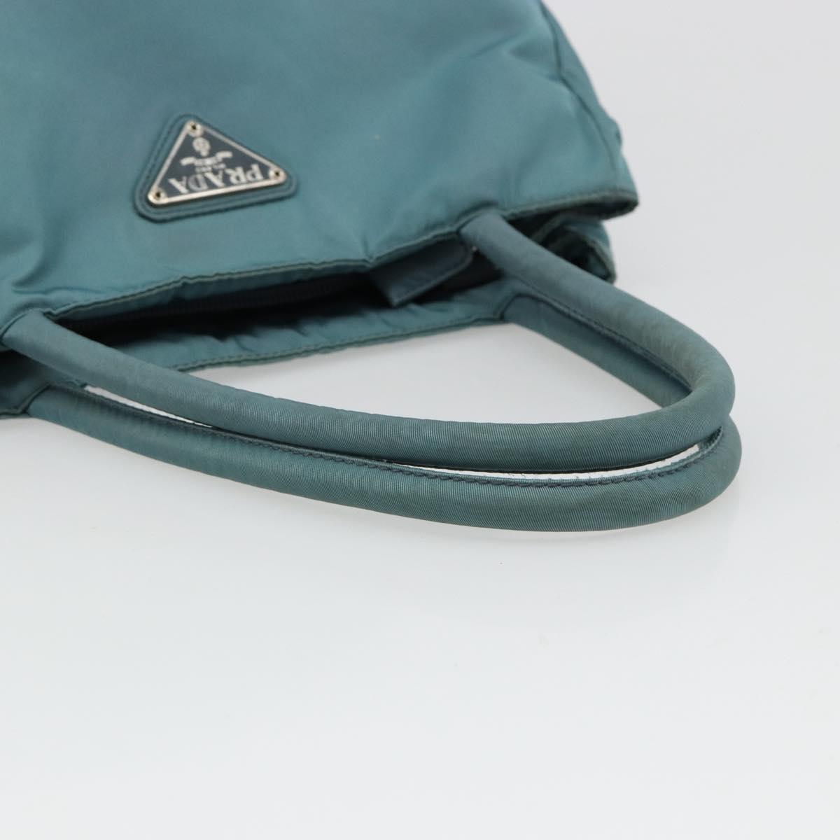 PRADA Tote Bag Nylon Light Blue Silver Auth hk3822