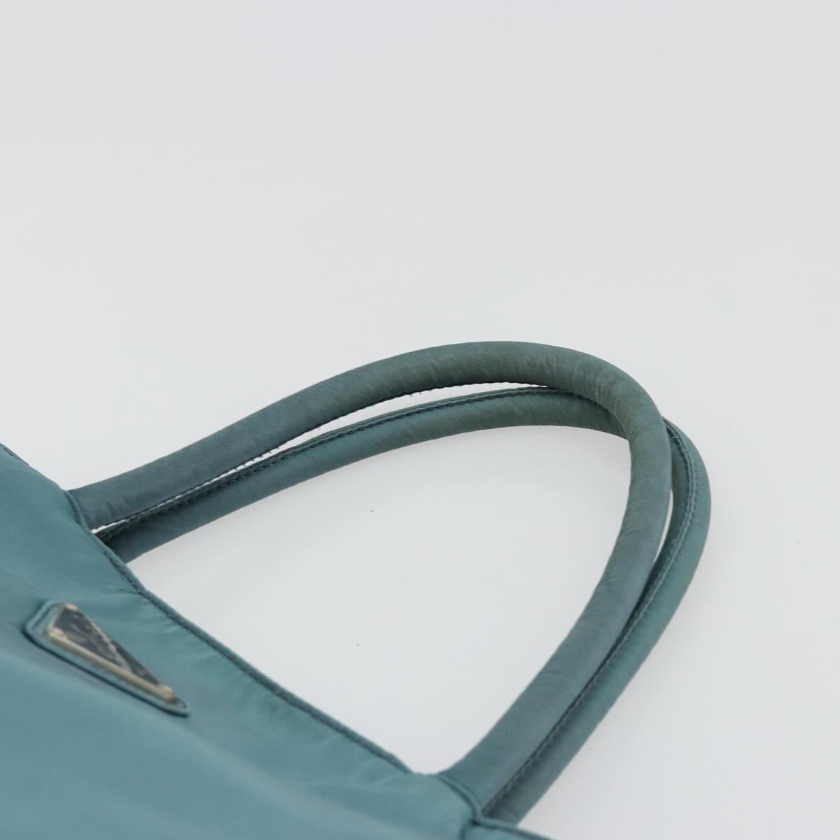 PRADA Tote Bag Nylon Light Blue Silver Auth hk3822
