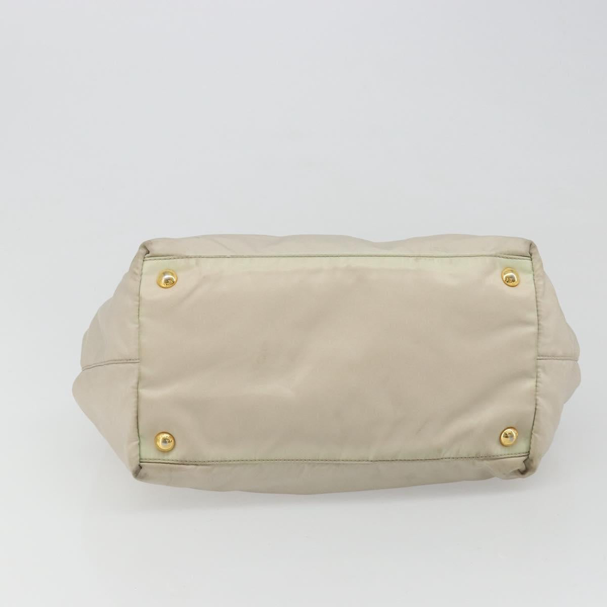 PRADA Tote Bag Nylon Gray Gold Auth hk3823