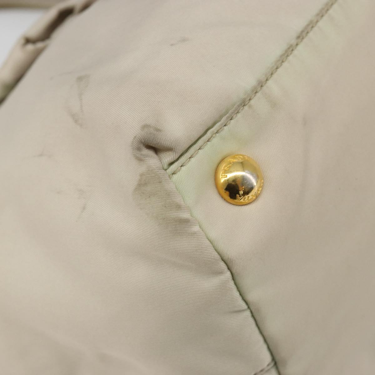 PRADA Tote Bag Nylon Gray Gold Auth hk3823