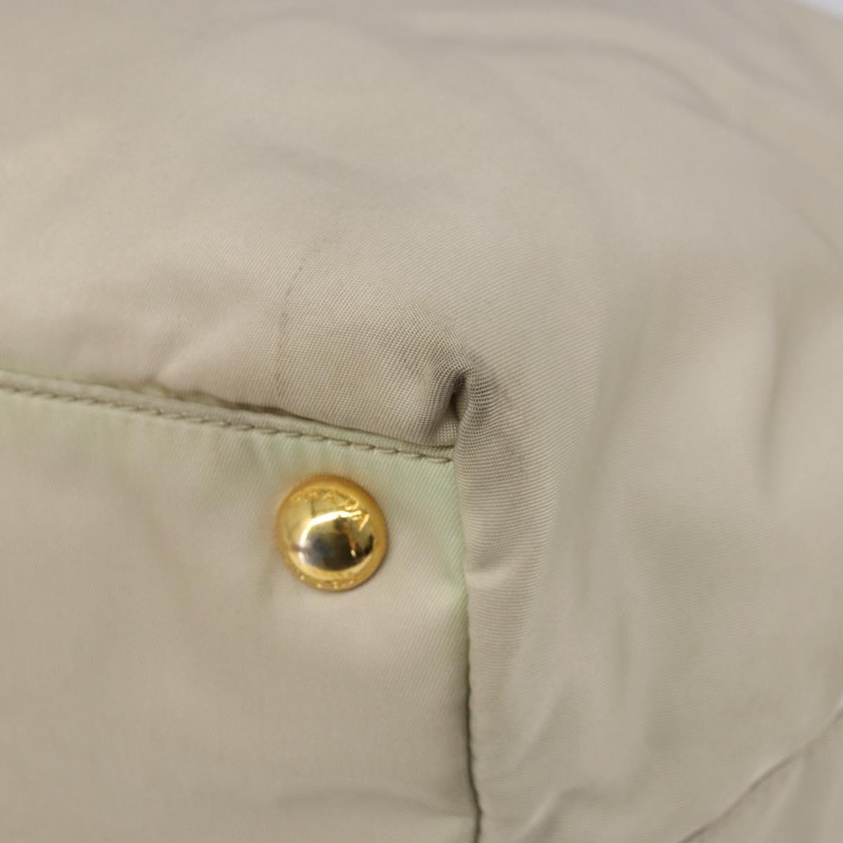 PRADA Tote Bag Nylon Gray Gold Auth hk3823