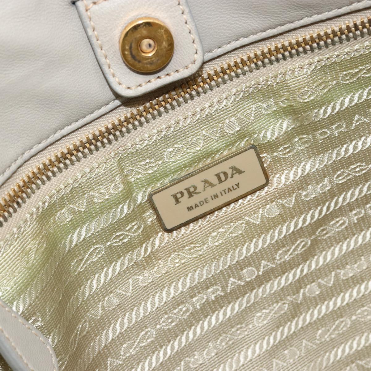 PRADA Tote Bag Nylon Gray Gold Auth hk3823