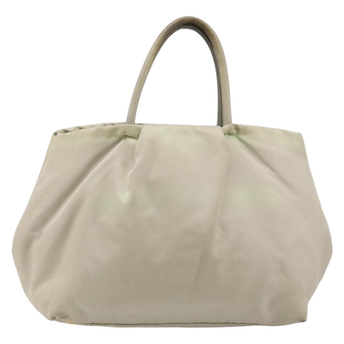 PRADA Tote Bag Nylon Gray Gold Auth hk3823