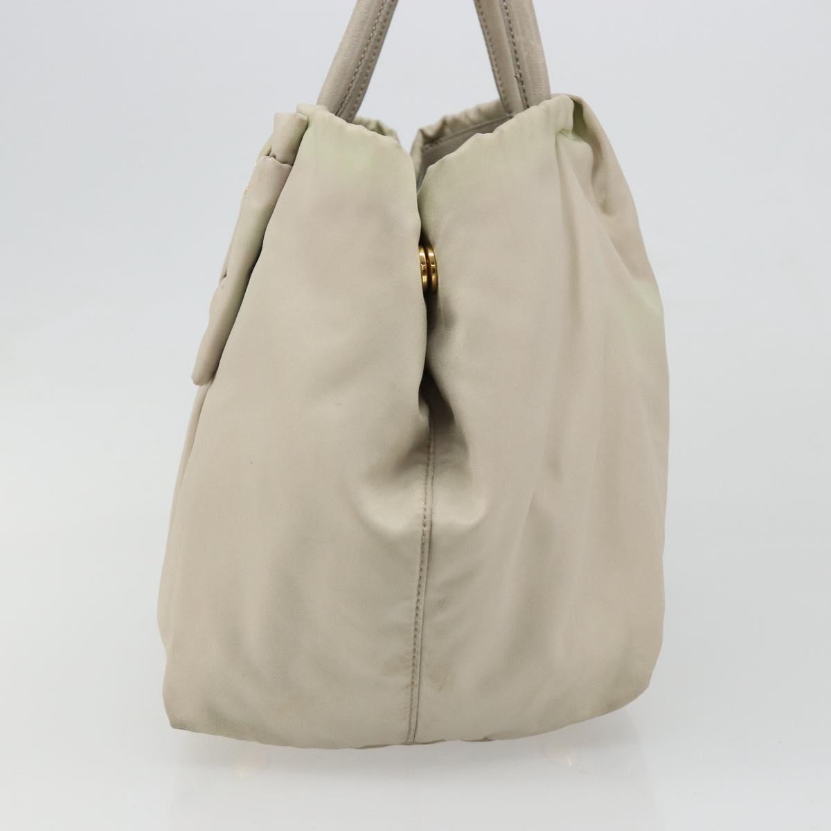 PRADA Tote Bag Nylon Gray Gold Auth hk3823