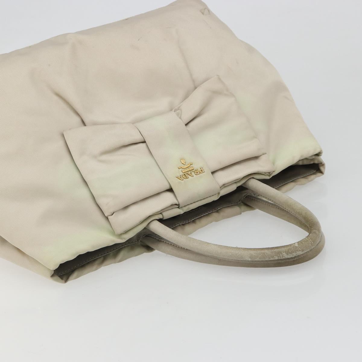 PRADA Tote Bag Nylon Gray Gold Auth hk3823