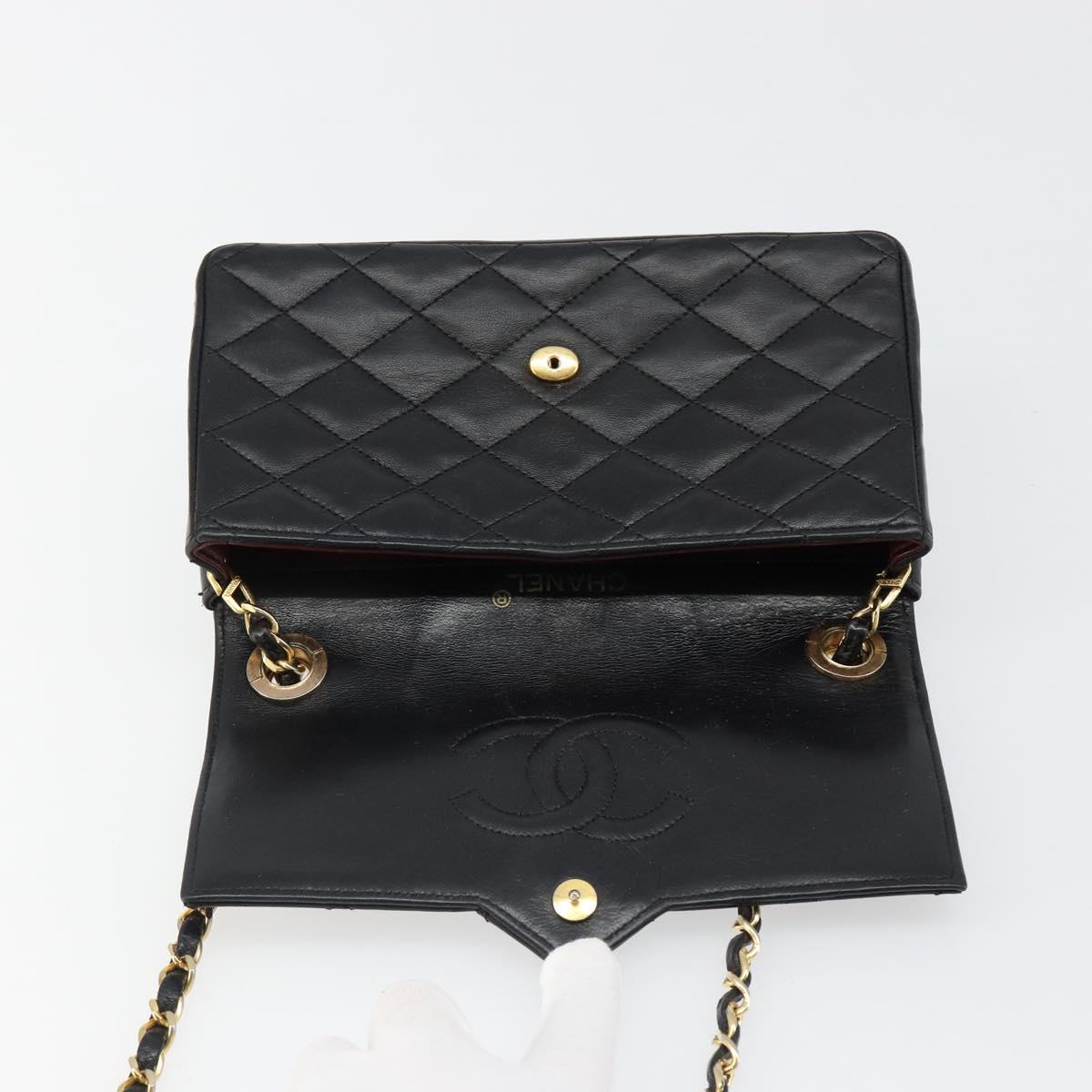 CHANEL Matelasse Bijoux Chain Shoulder Bag Leather Black Gold CC Auth hk3824