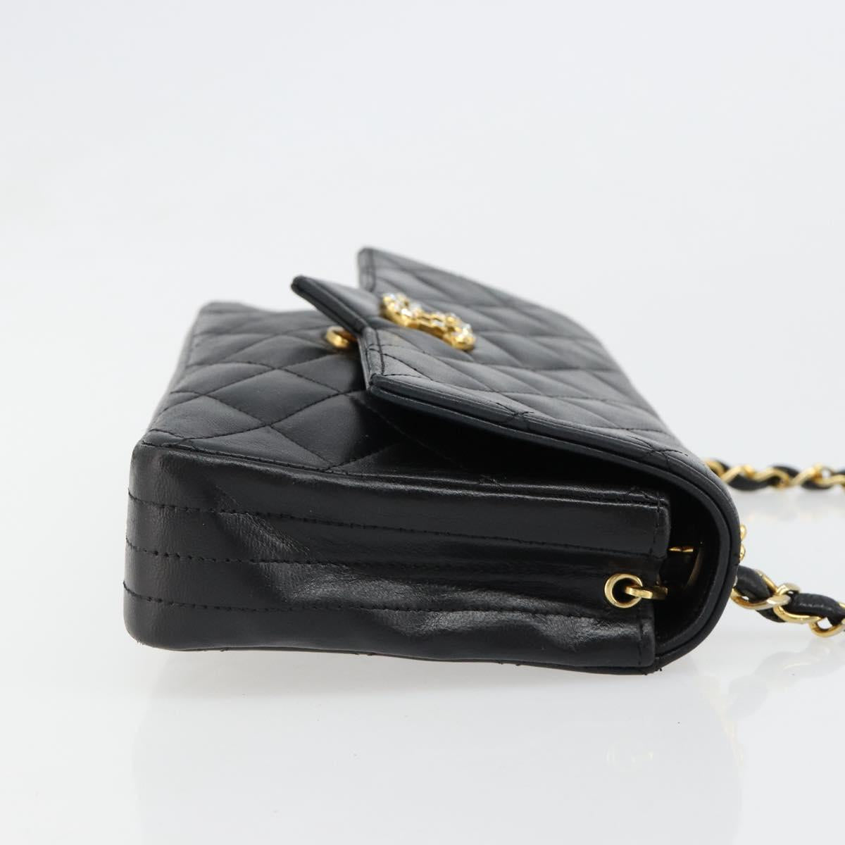 CHANEL Matelasse Bijoux Chain Shoulder Bag Leather Black Gold CC Auth hk3824