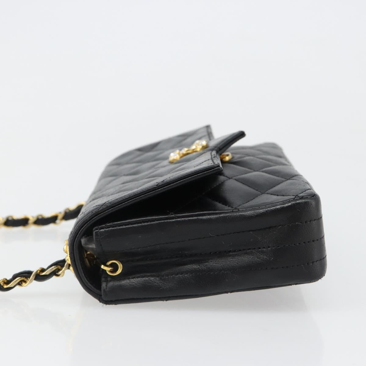 CHANEL Matelasse Bijoux Chain Shoulder Bag Leather Black Gold CC Auth hk3824