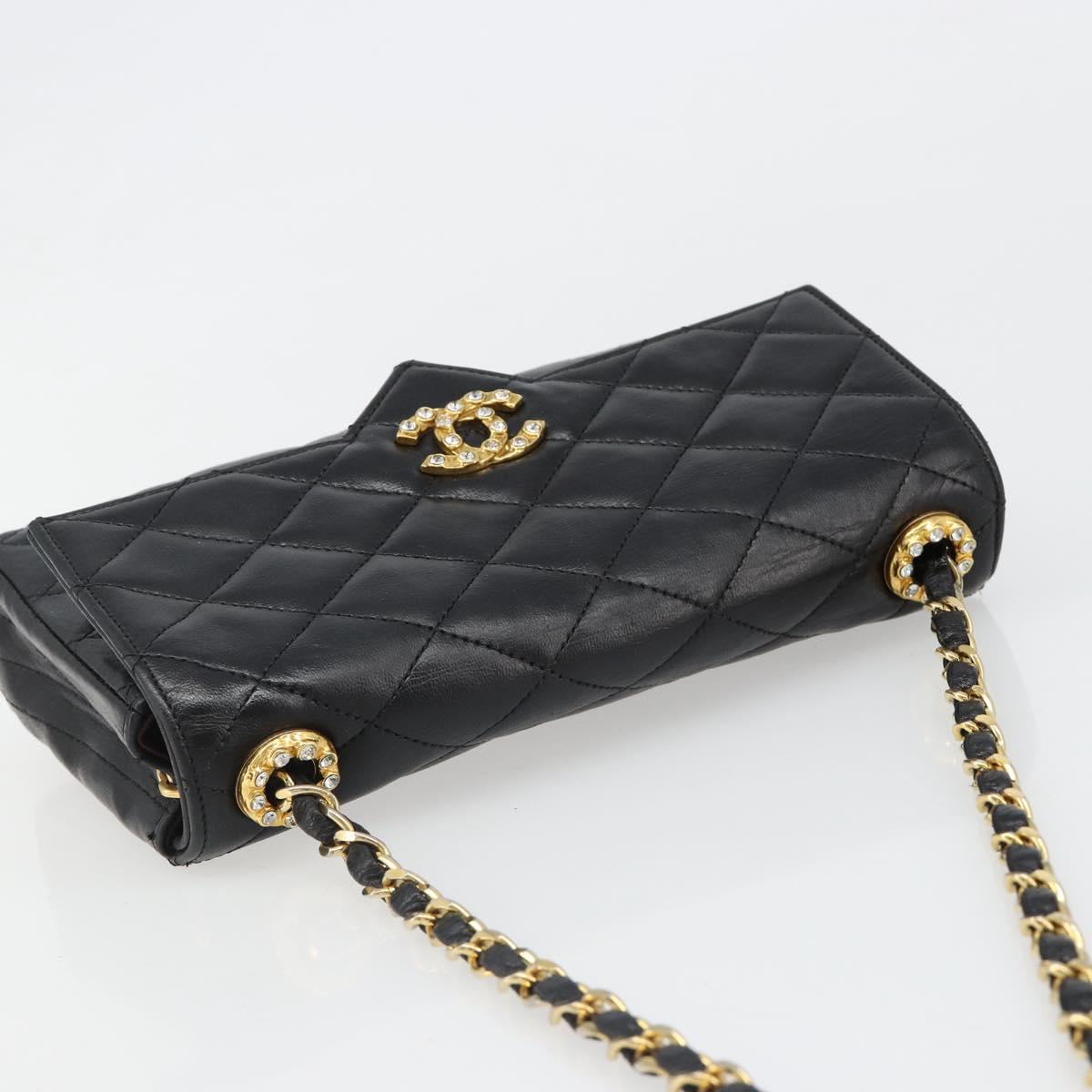 CHANEL Matelasse Bijoux Chain Shoulder Bag Leather Black Gold CC Auth hk3824
