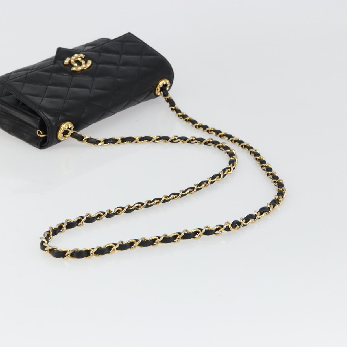CHANEL Matelasse Bijoux Chain Shoulder Bag Leather Black Gold CC Auth hk3824