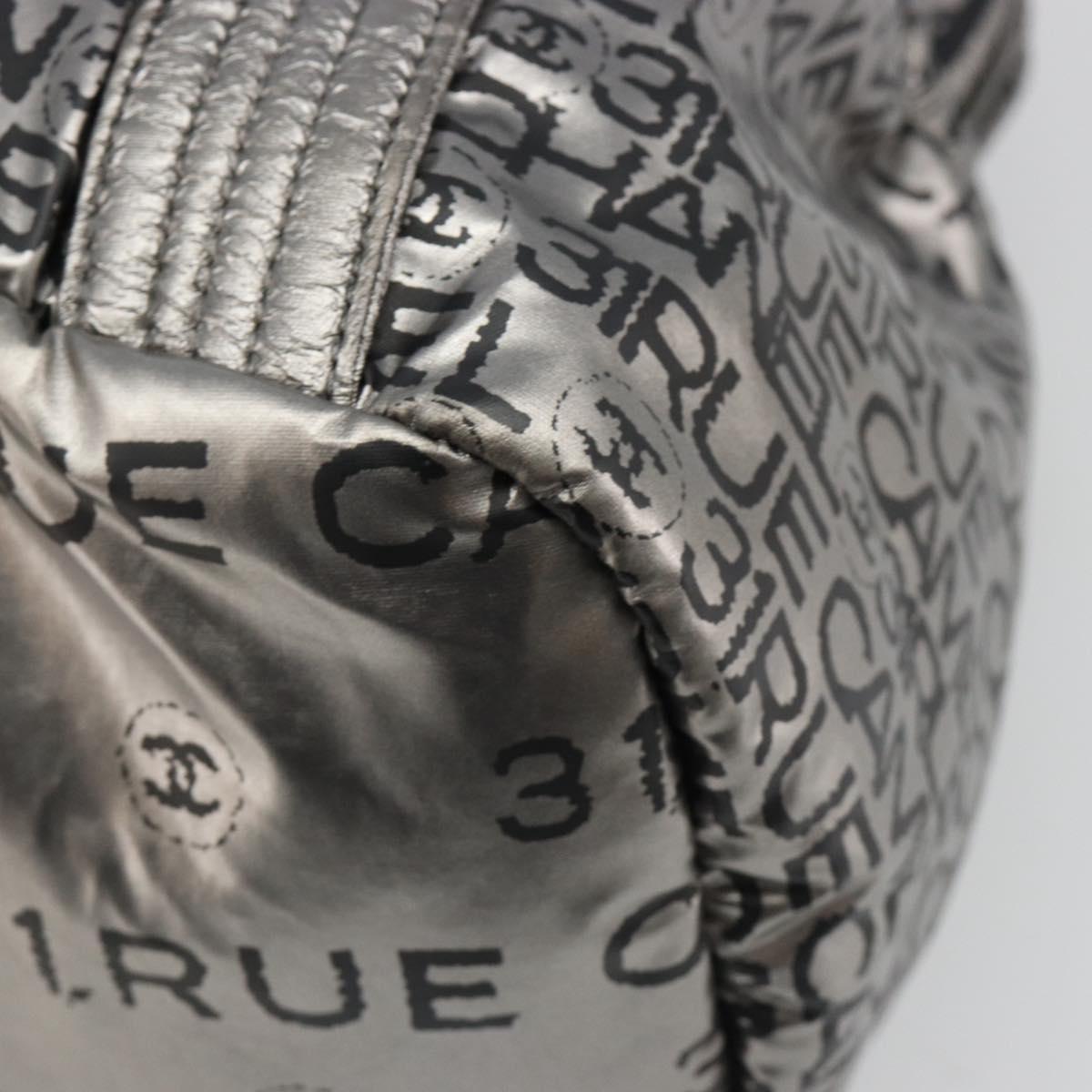 CHANEL Unlimited Tote Bag Coated Canvas Silver CC Auth hk3826