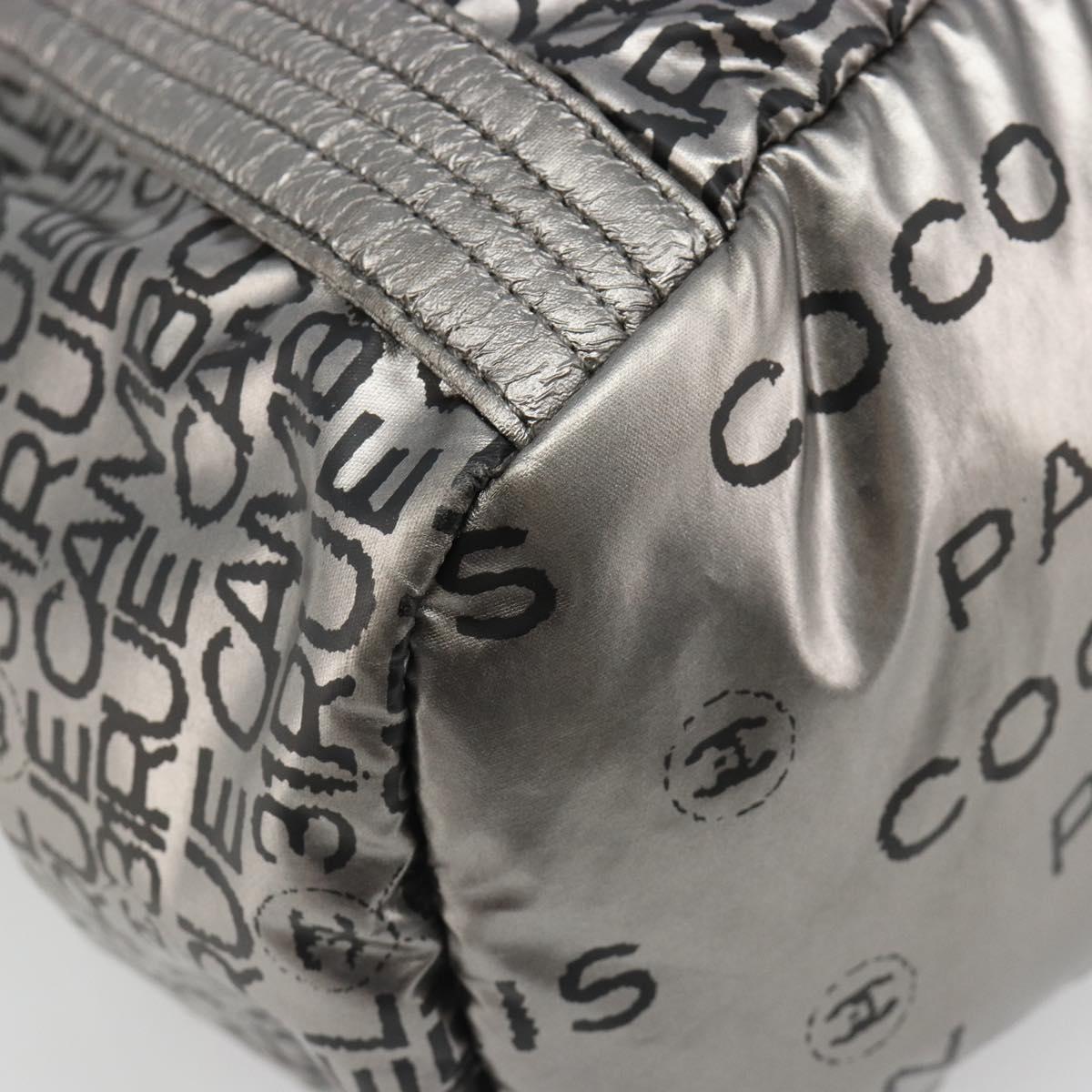 CHANEL Unlimited Tote Bag Coated Canvas Silver CC Auth hk3826