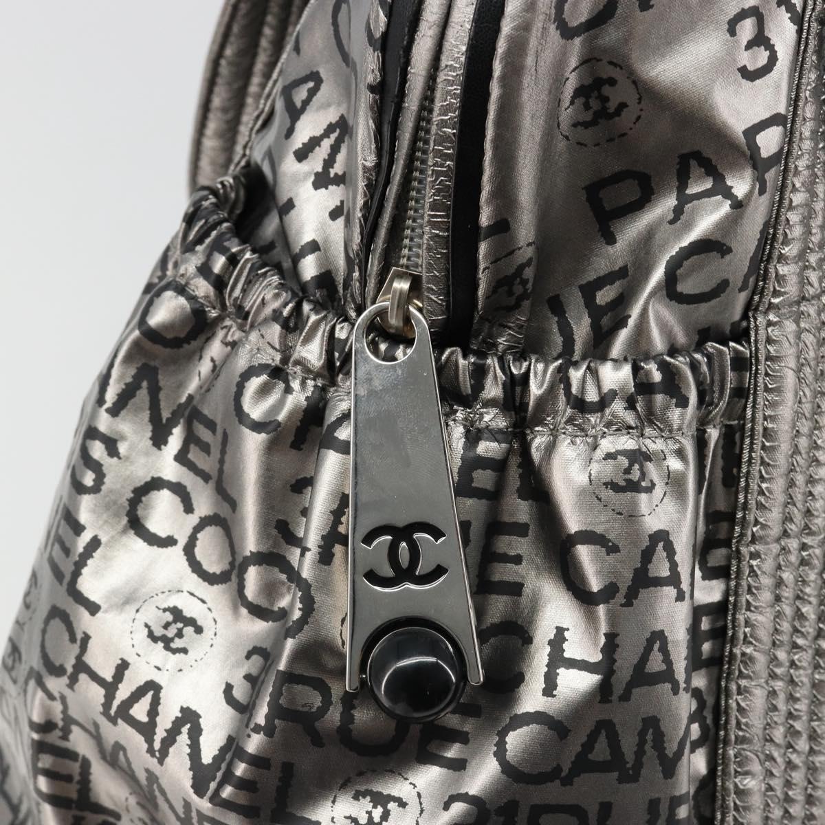 CHANEL Unlimited Tote Bag Coated Canvas Silver CC Auth hk3826