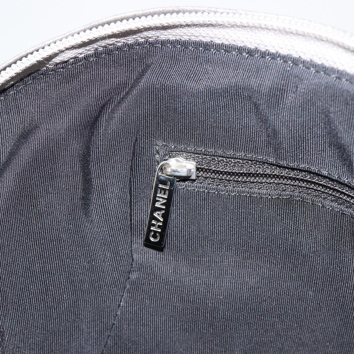 CHANEL Unlimited Tote Bag Coated Canvas Silver CC Auth hk3826