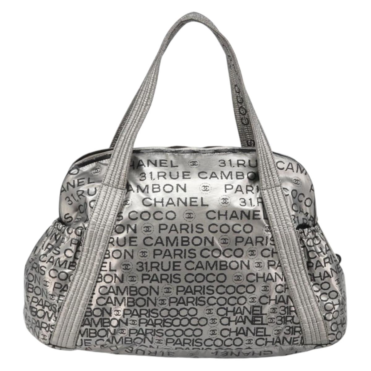 CHANEL Unlimited Tote Bag Coated Canvas Silver CC Auth hk3826