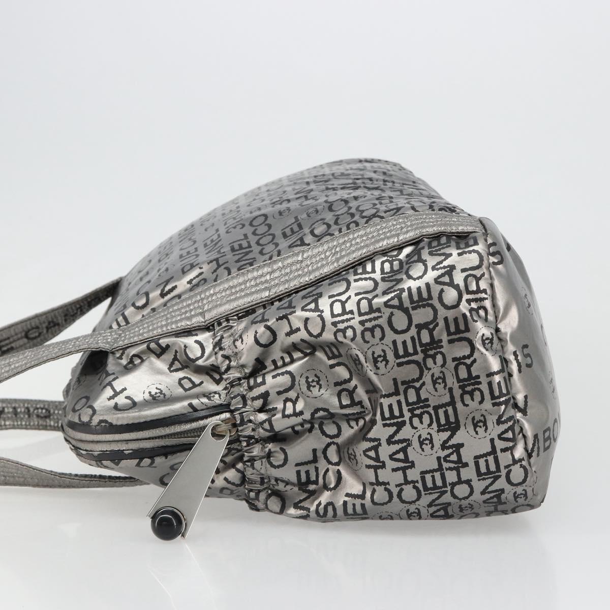 CHANEL Unlimited Tote Bag Coated Canvas Silver CC Auth hk3826