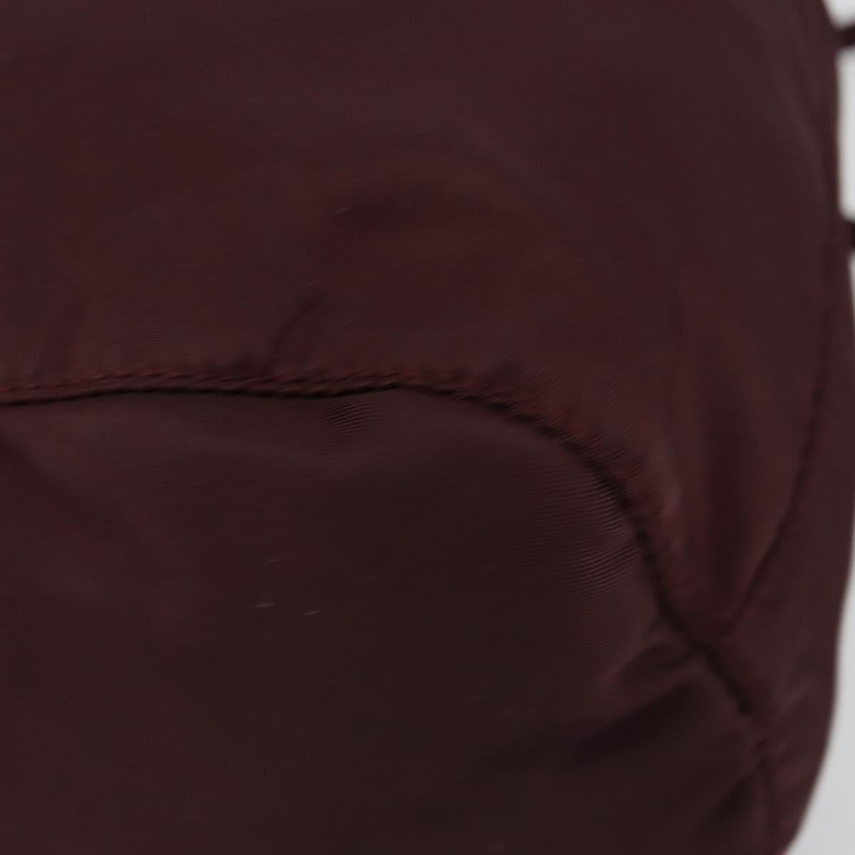 PRADA Purse Pouch Nylon Bordeaux Silver Auth hk3827