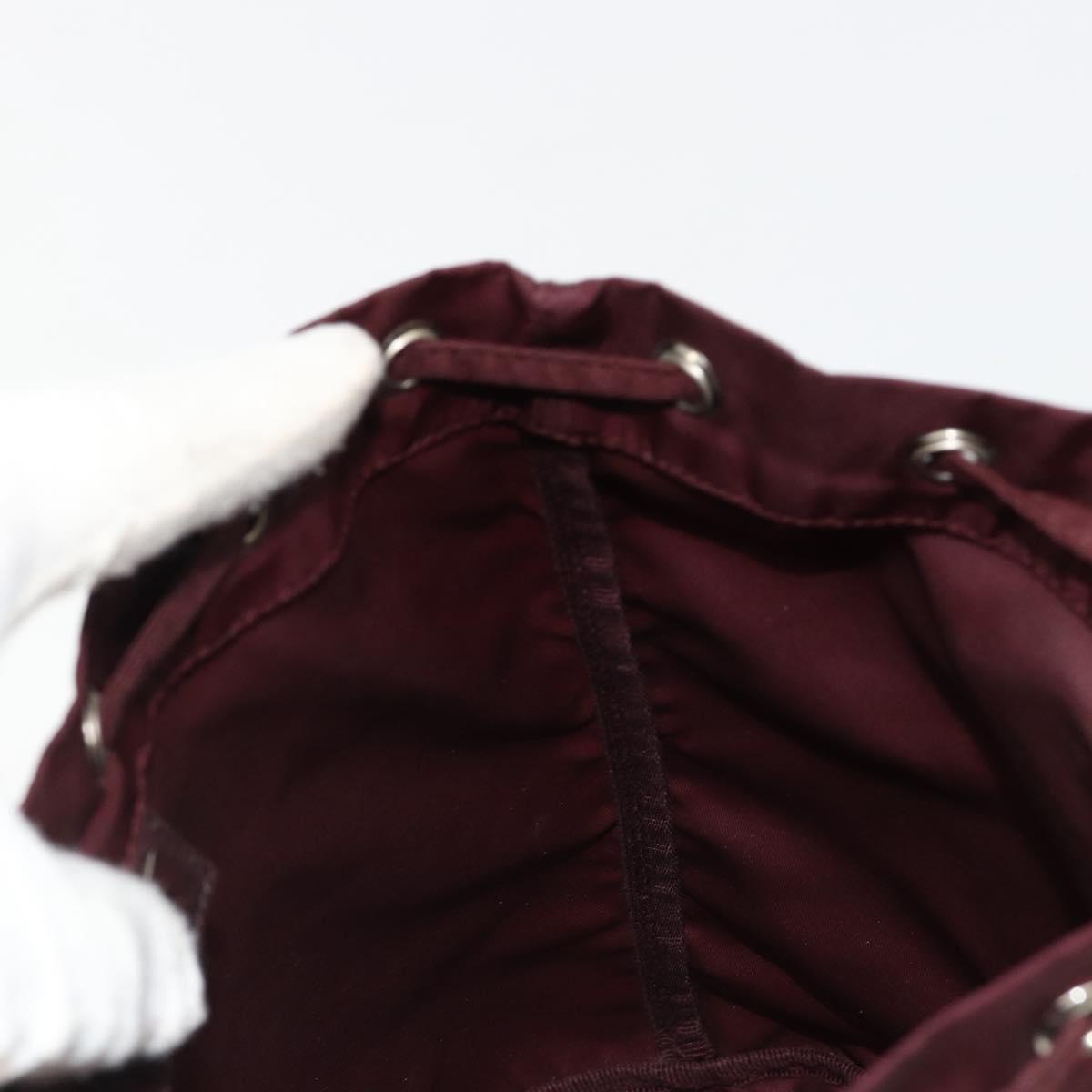 PRADA Purse Pouch Nylon Bordeaux Silver Auth hk3827