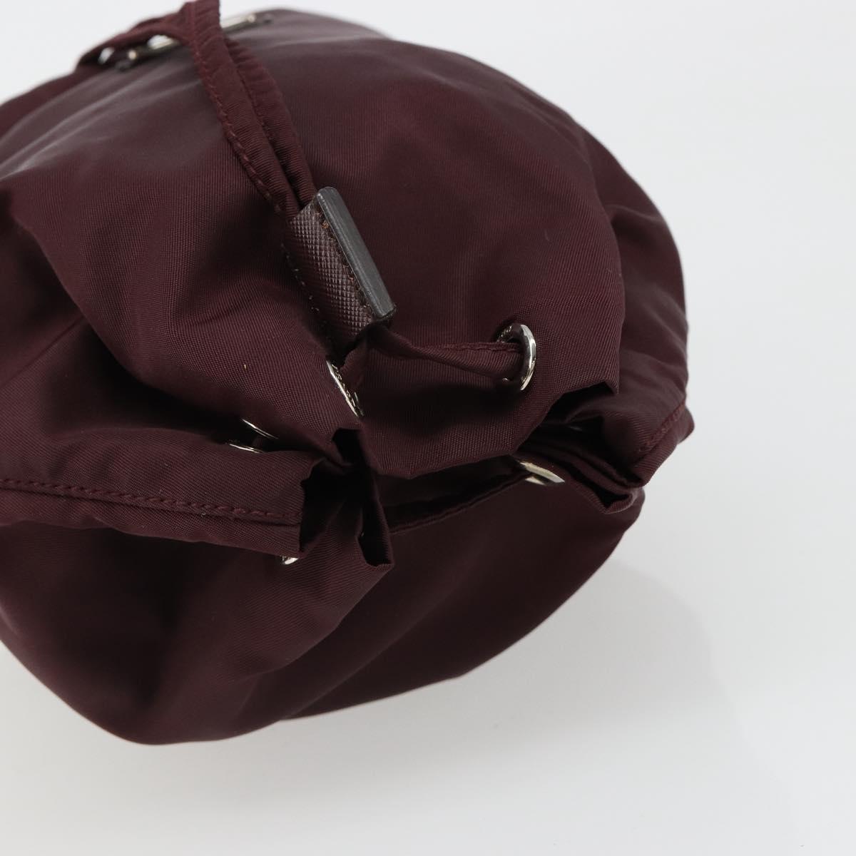PRADA Purse Pouch Nylon Bordeaux Silver Auth hk3827