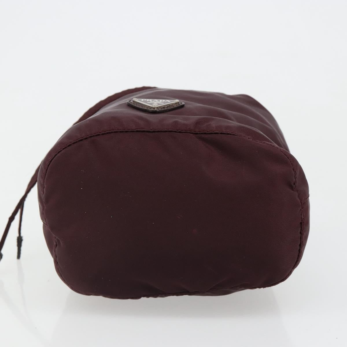 PRADA Purse Pouch Nylon Bordeaux Silver Auth hk3827