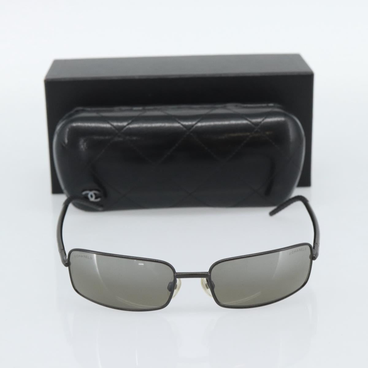 CHANEL Sunglasses Plastic Black CC Auth hk3829