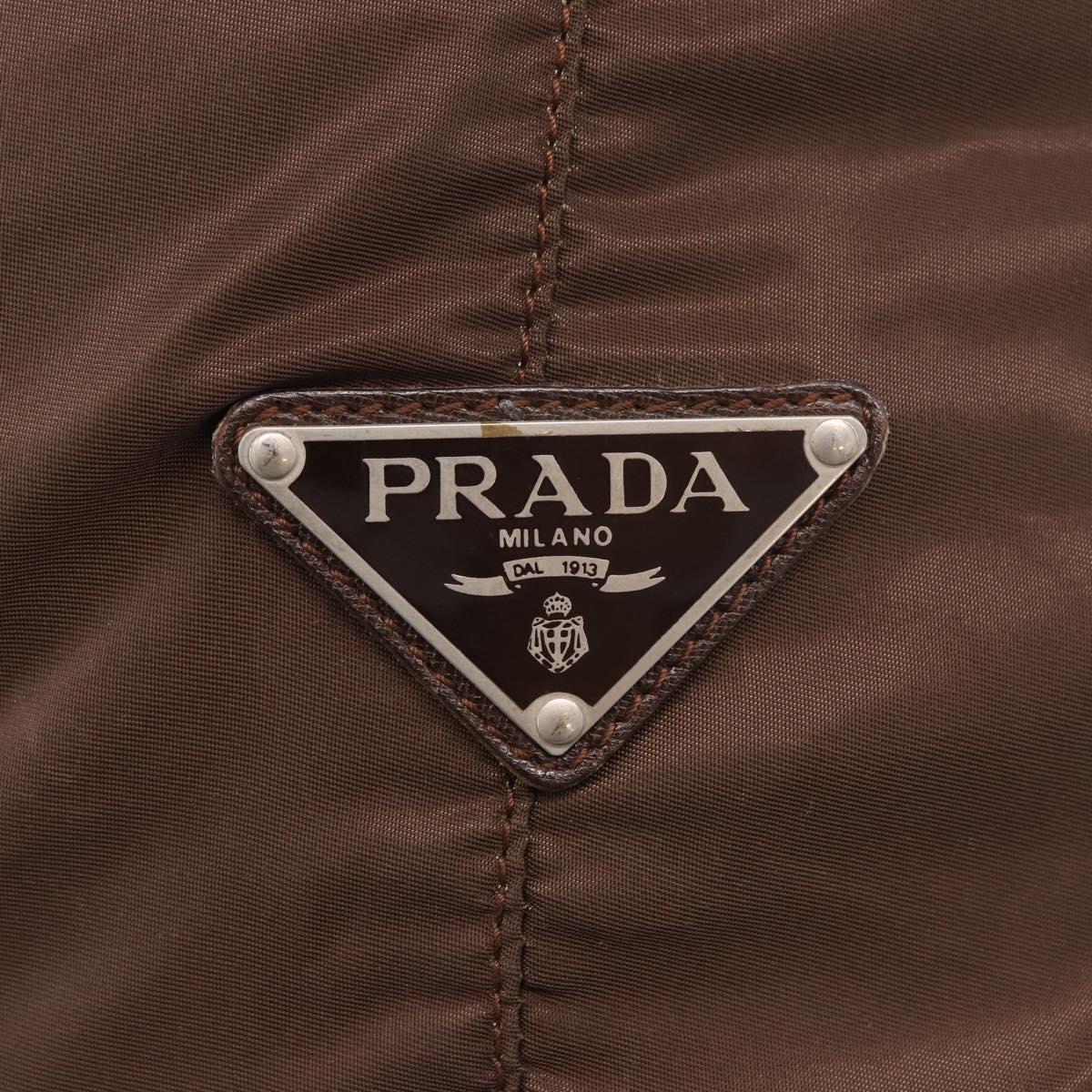 PRADA Boston Bag Nylon Khaki Silver Auth hk3830