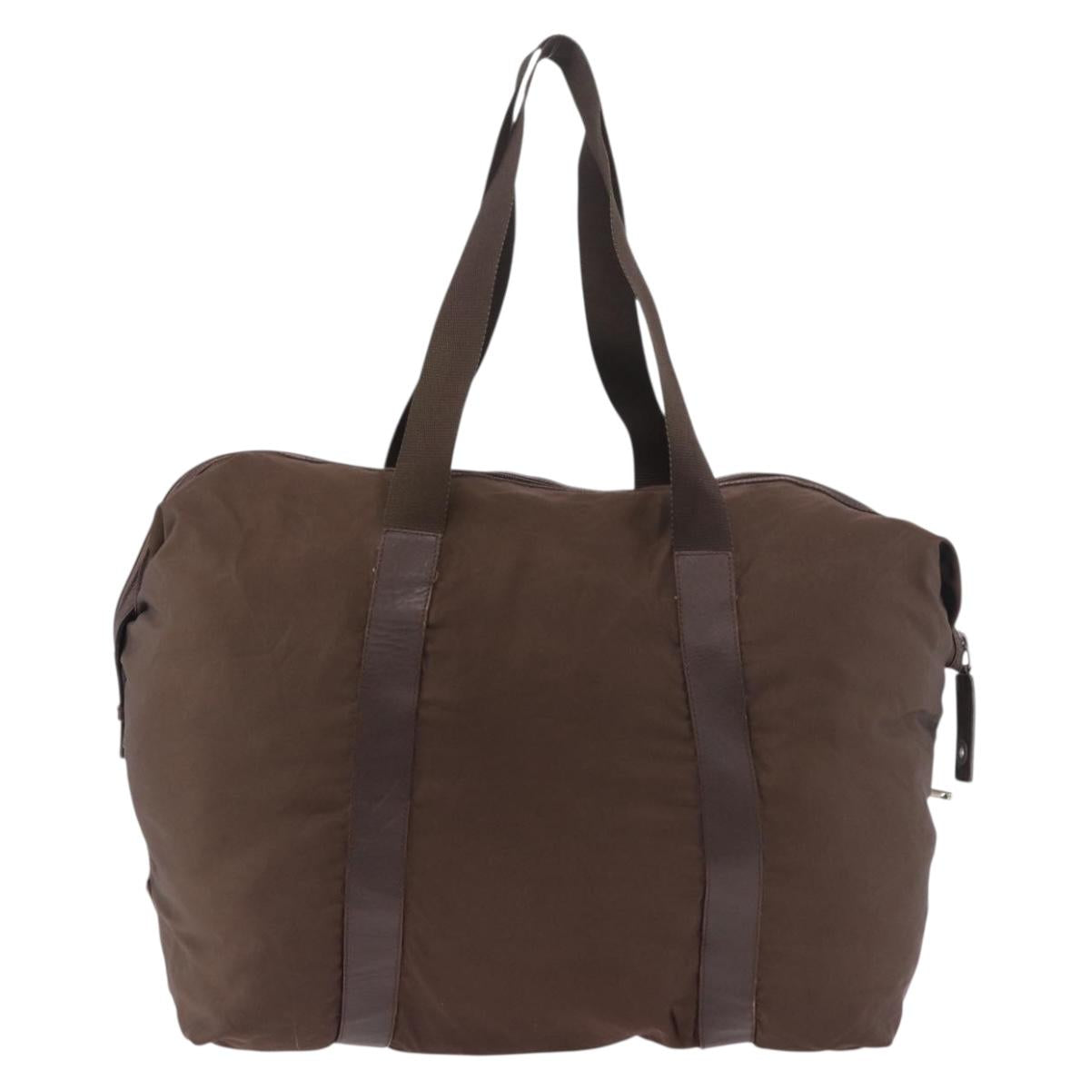 PRADA Boston Bag Nylon Khaki Silver Auth hk3830