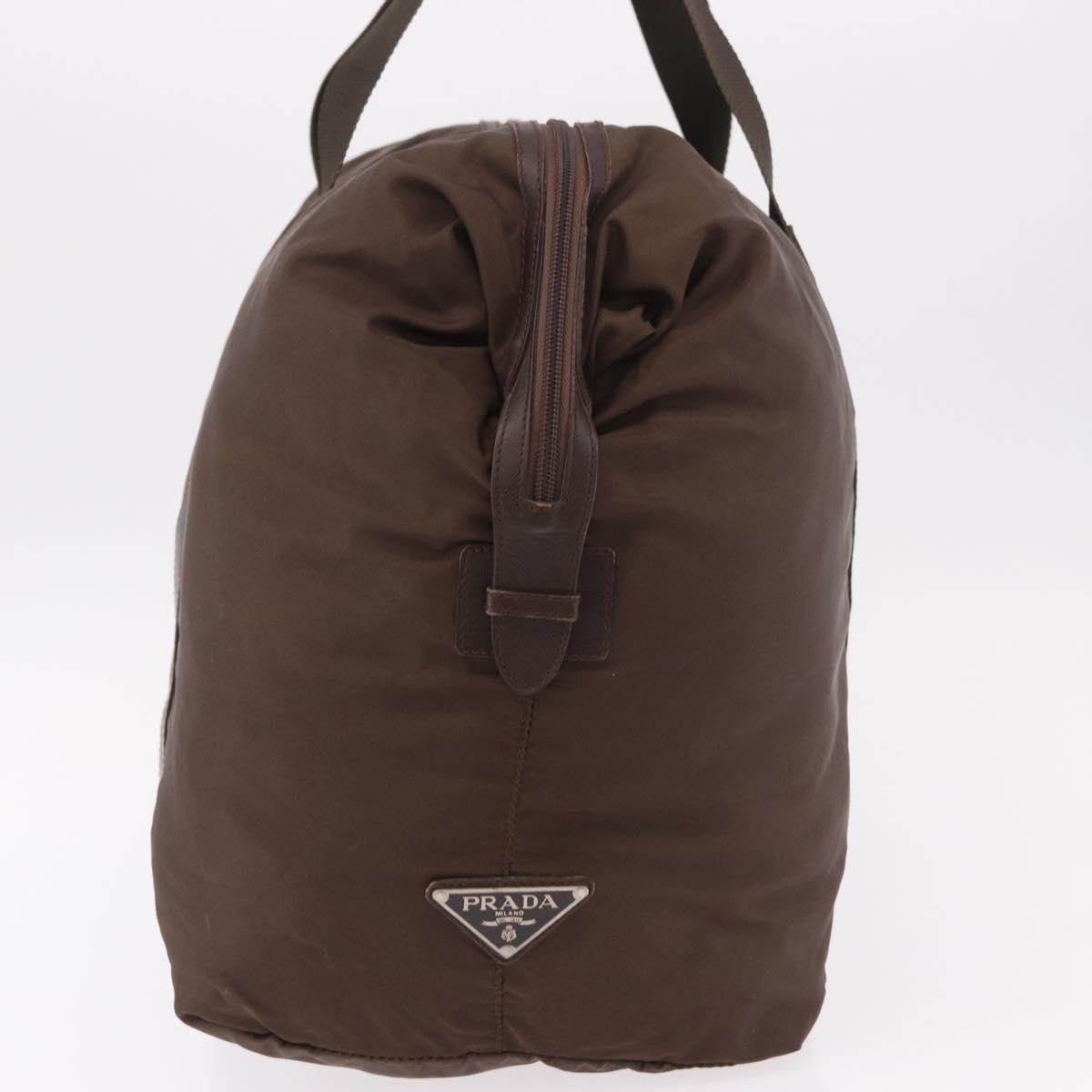 PRADA Boston Bag Nylon Khaki Silver Auth hk3830
