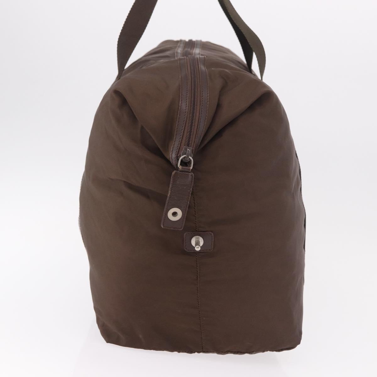 PRADA Boston Bag Nylon Khaki Silver Auth hk3830