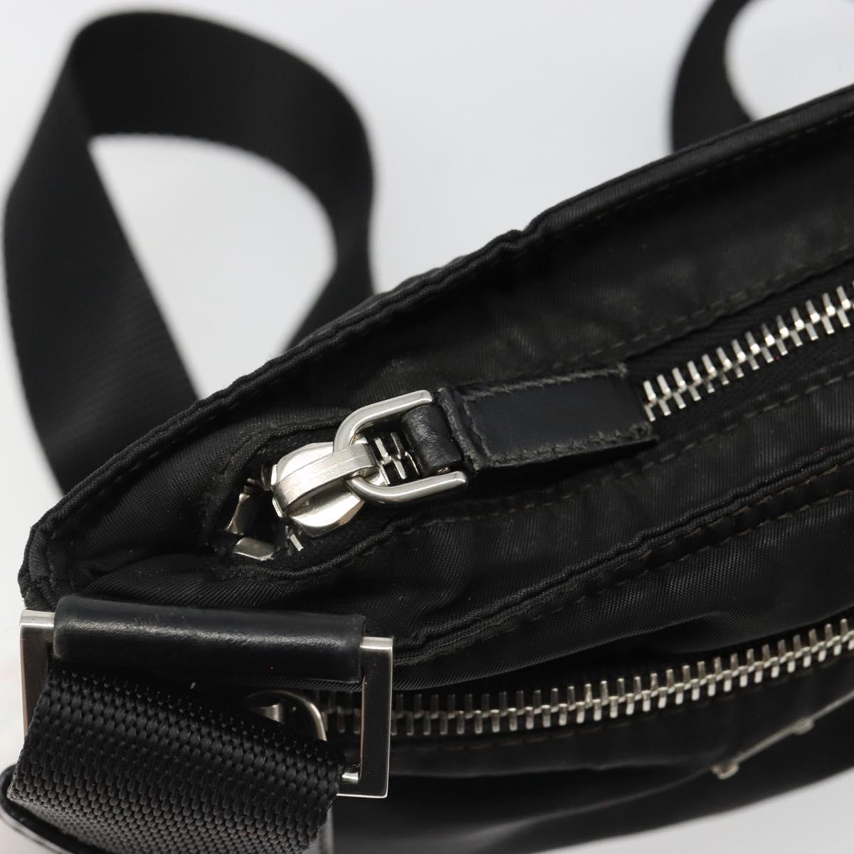 PRADA Shoulder Bag Nylon Black Silver Auth hk3831