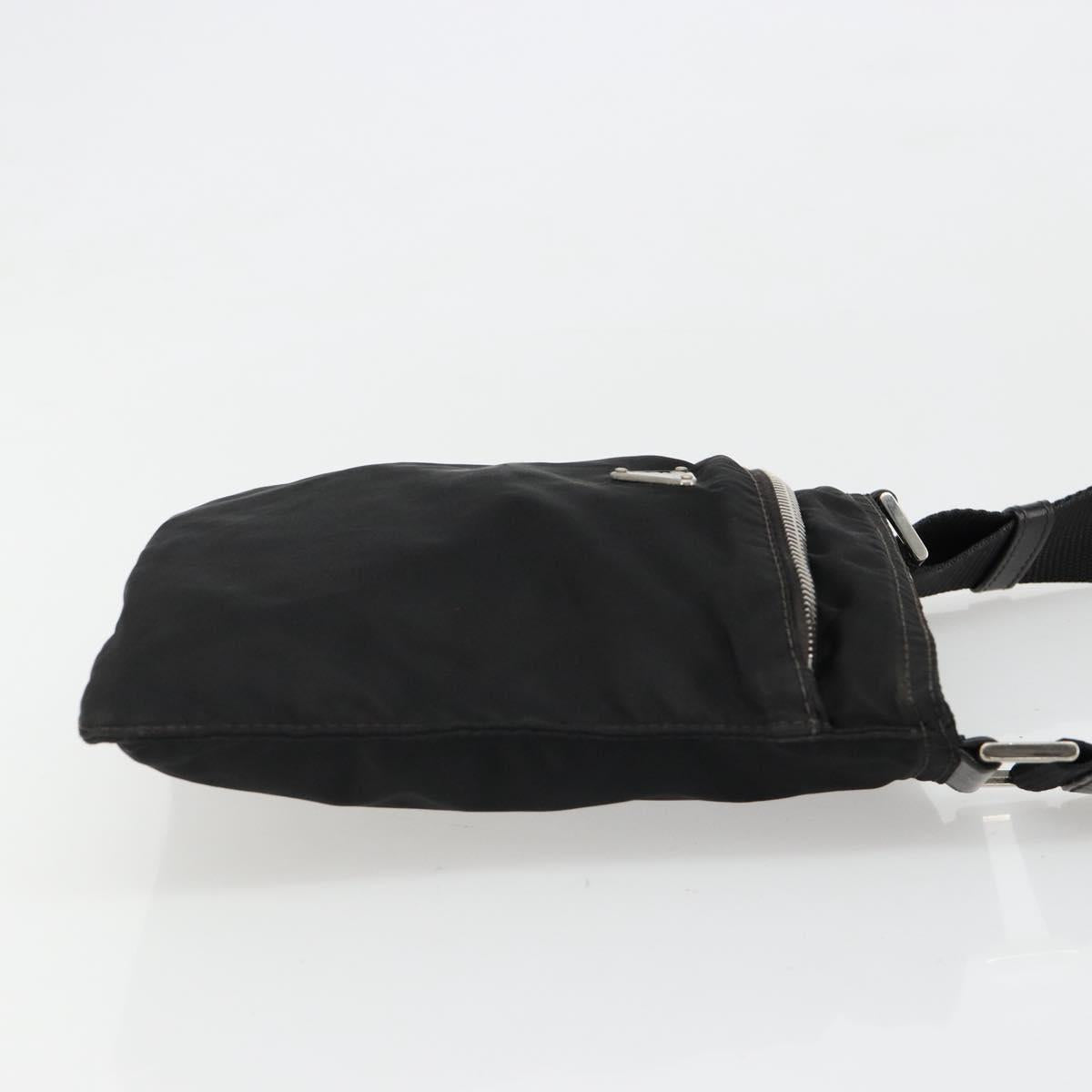 PRADA Shoulder Bag Nylon Black Silver Auth hk3831