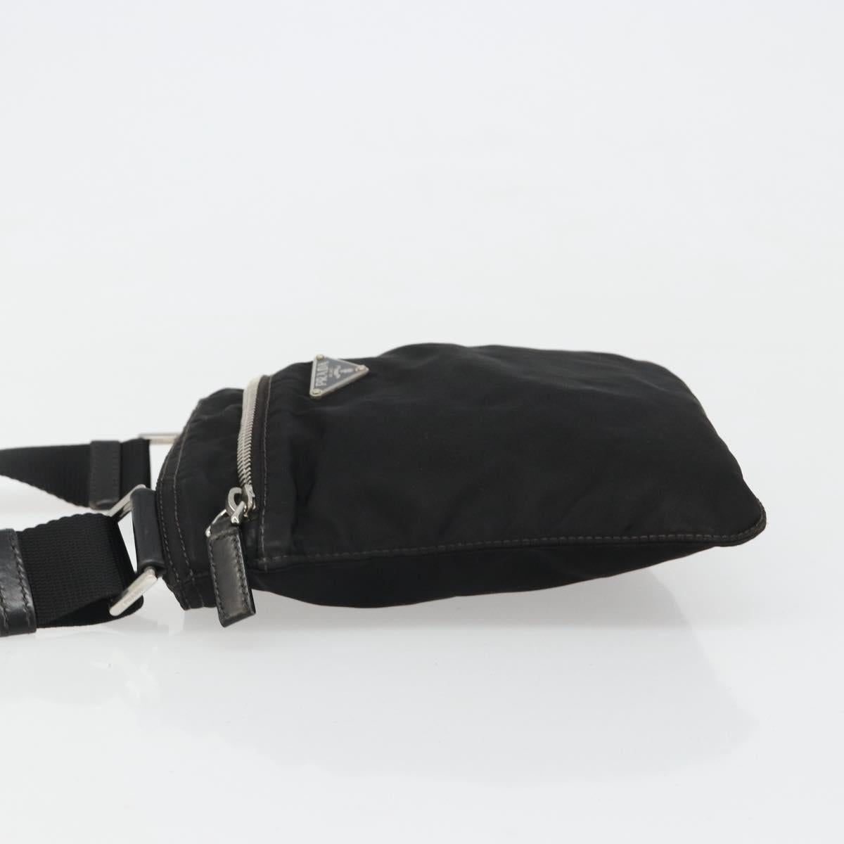 PRADA Shoulder Bag Nylon Black Silver Auth hk3831