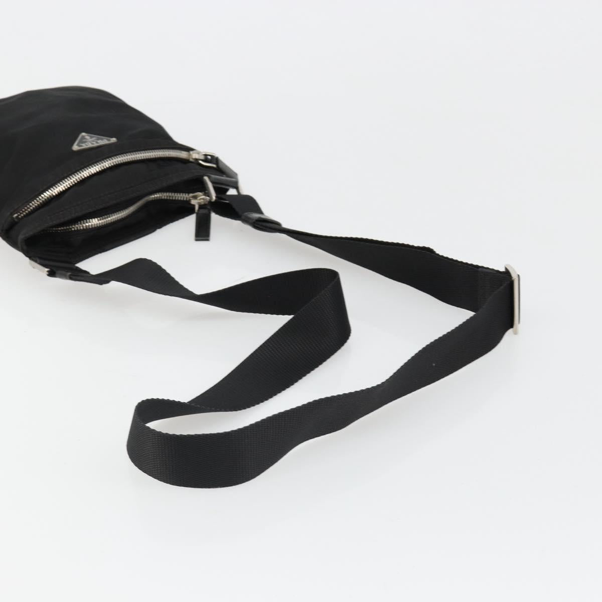 PRADA Shoulder Bag Nylon Black Silver Auth hk3831