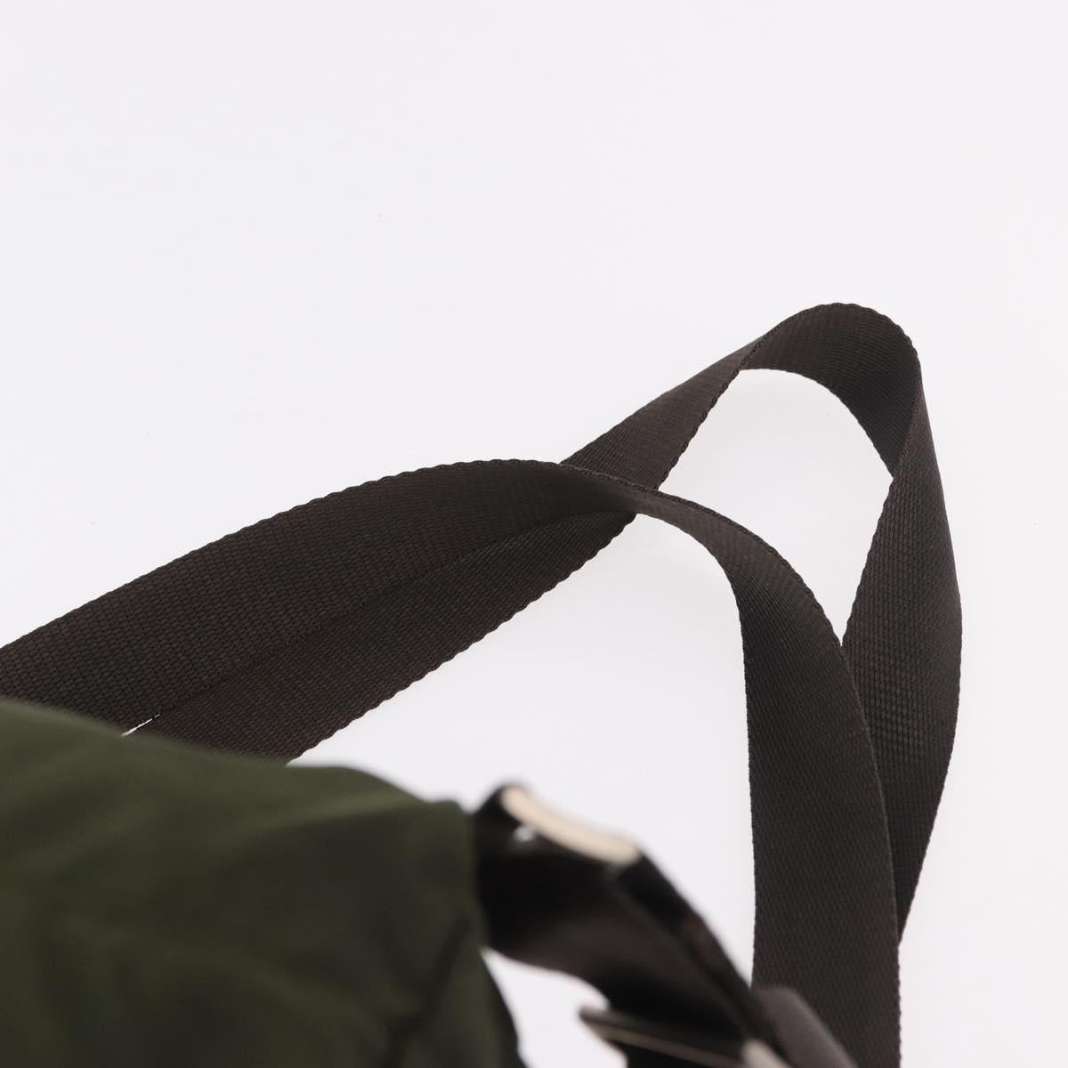 PRADA Backpack Nylon Khaki Silver Auth hk3832